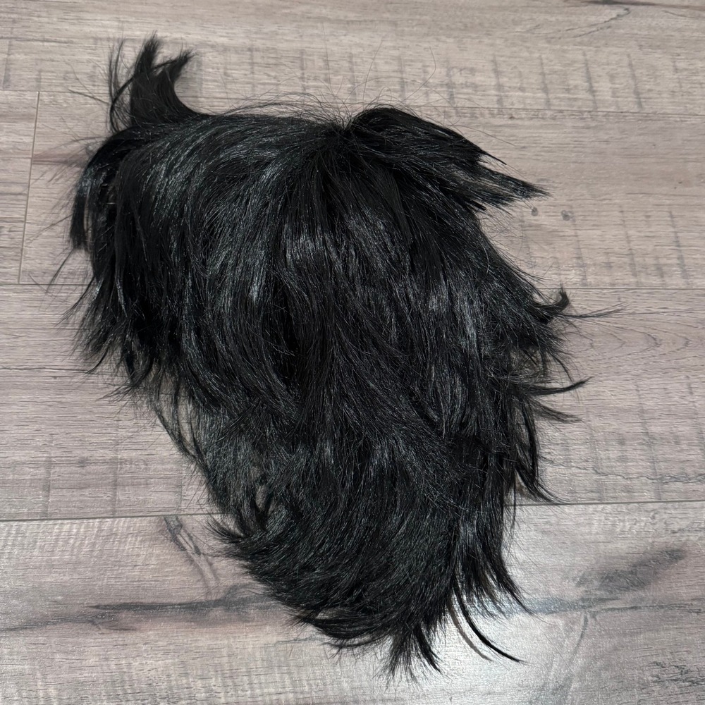 Unisex Straight Short Wig Anime Cosplay Black Synthetic Hair Spiky
